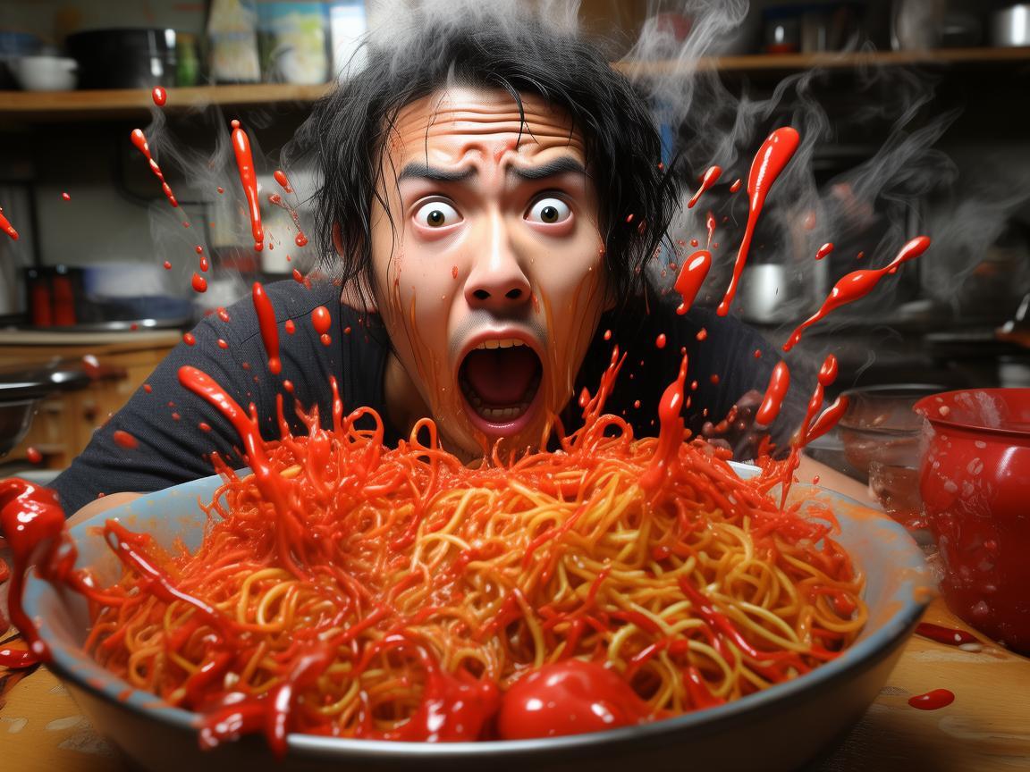 误食辣椒油后的影像警示